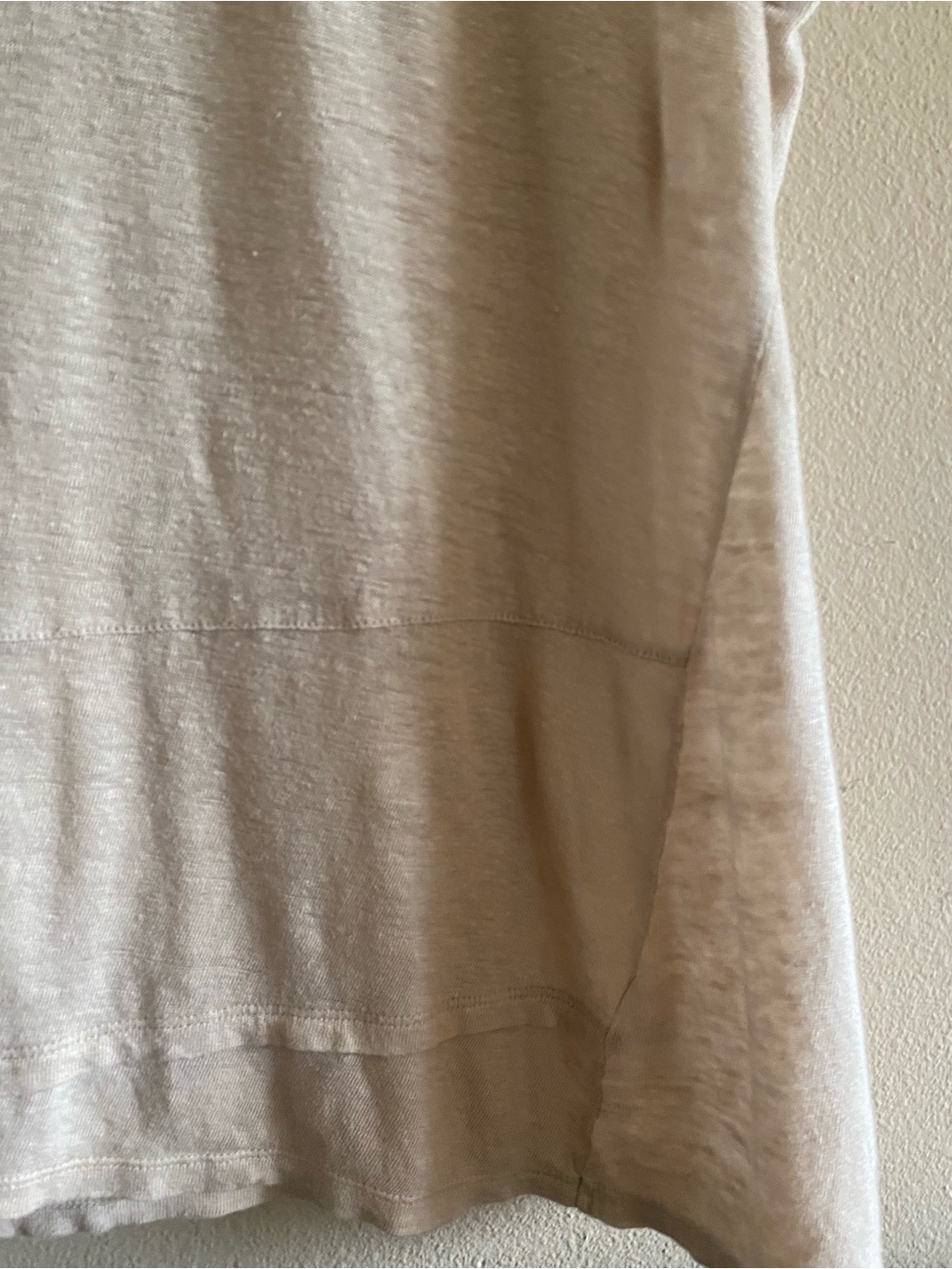 J Jill Linen Beige Short Sleeve Angled Hem Top - Picture 4 of 4
